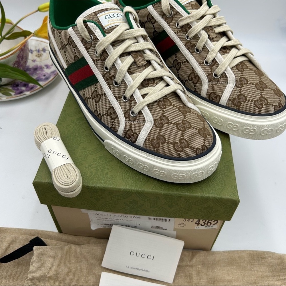 Men’s Gucci tennis 1977 low top sneakers size 11 fits 11.5 US made in Italy - Picture 2 of 9